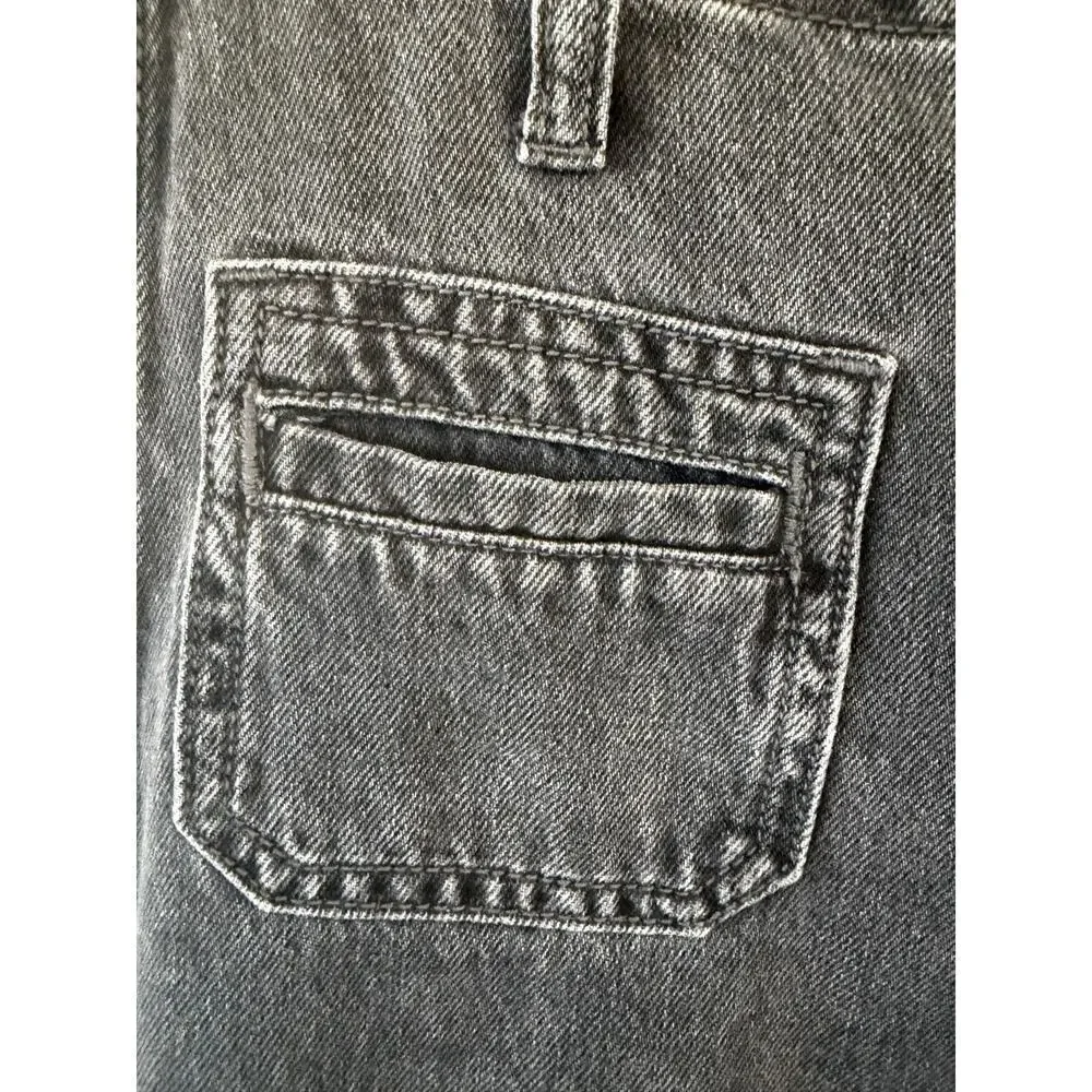 Old Navy High Rise Baggy Wide Leg Jeans Black Wash Raw Hem Size 0 - Picture 4 of 7